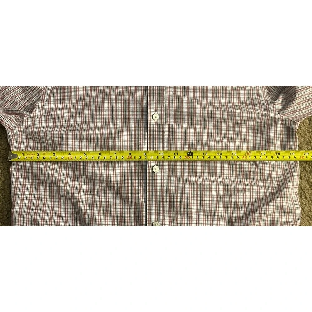 Banana Republic Long Sleeve Button Up Shirt Orange Blue Plaid Slim Medium JBHS